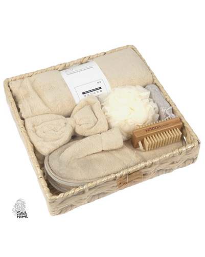 پک 7 تکه حمام با سبد حصیری هائودا HAODA - مناسب جهیزیه و هدیه